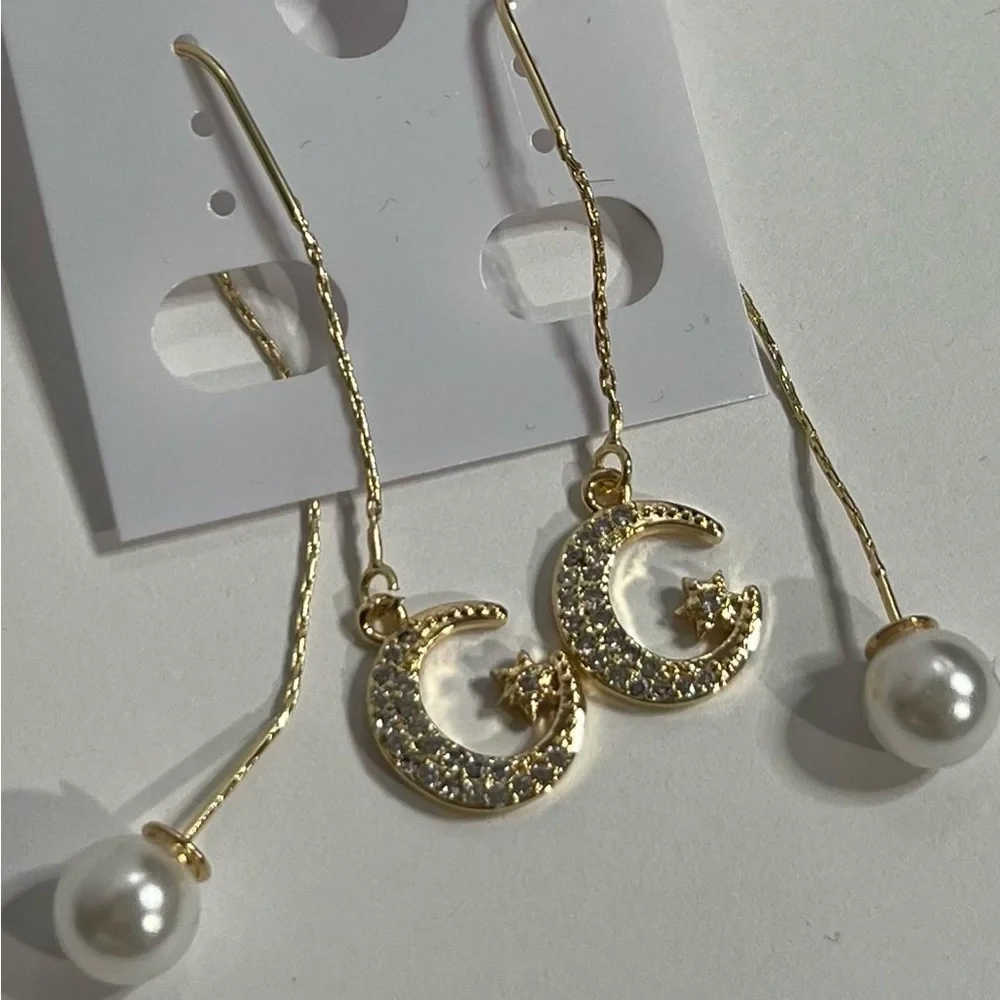 14k goldfilled moon drop earrings - Picture 2 of 3